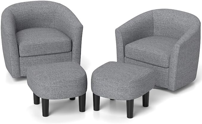 Swivel Barrel Chair with Ottoman Set