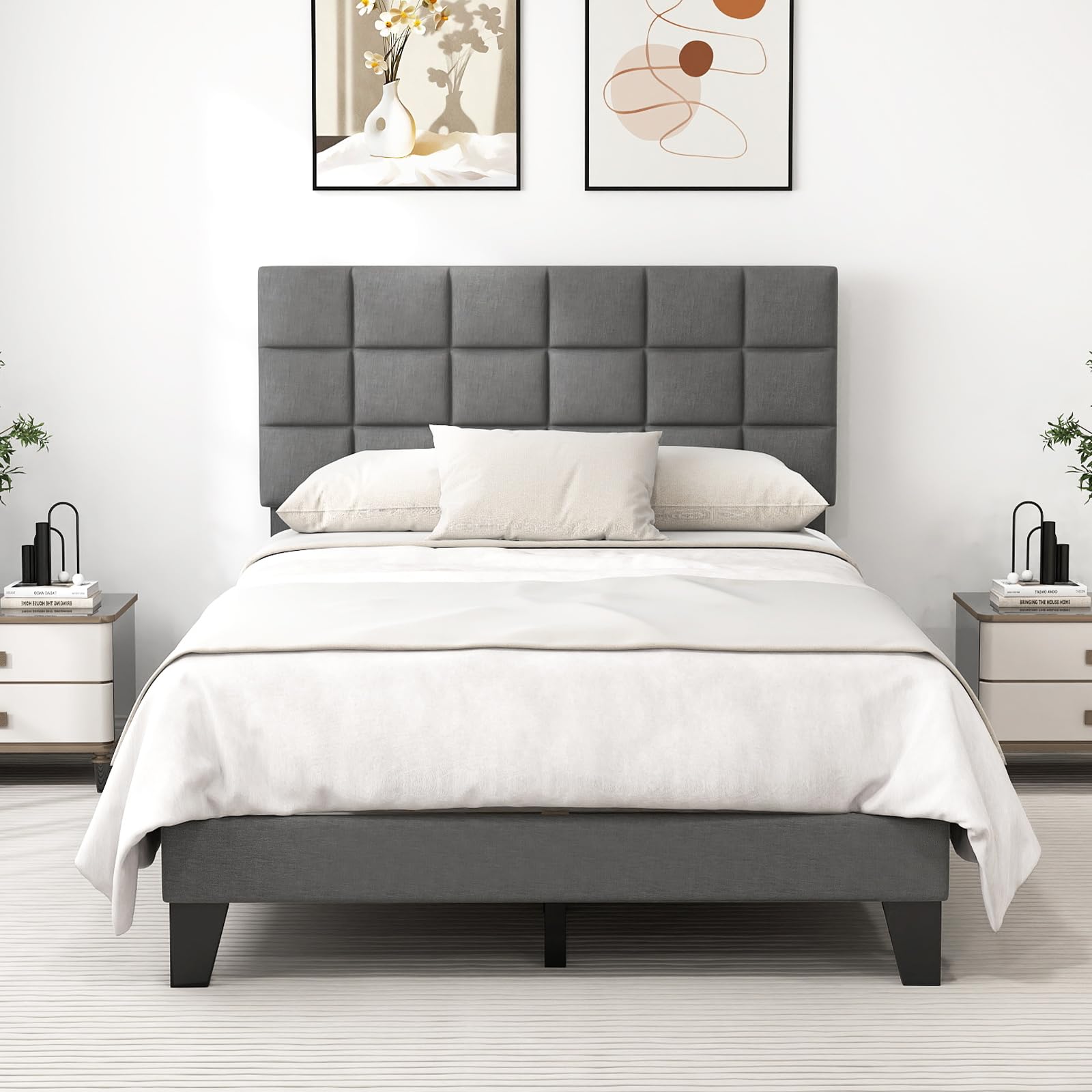 Bed Frame with Tufted Headboard