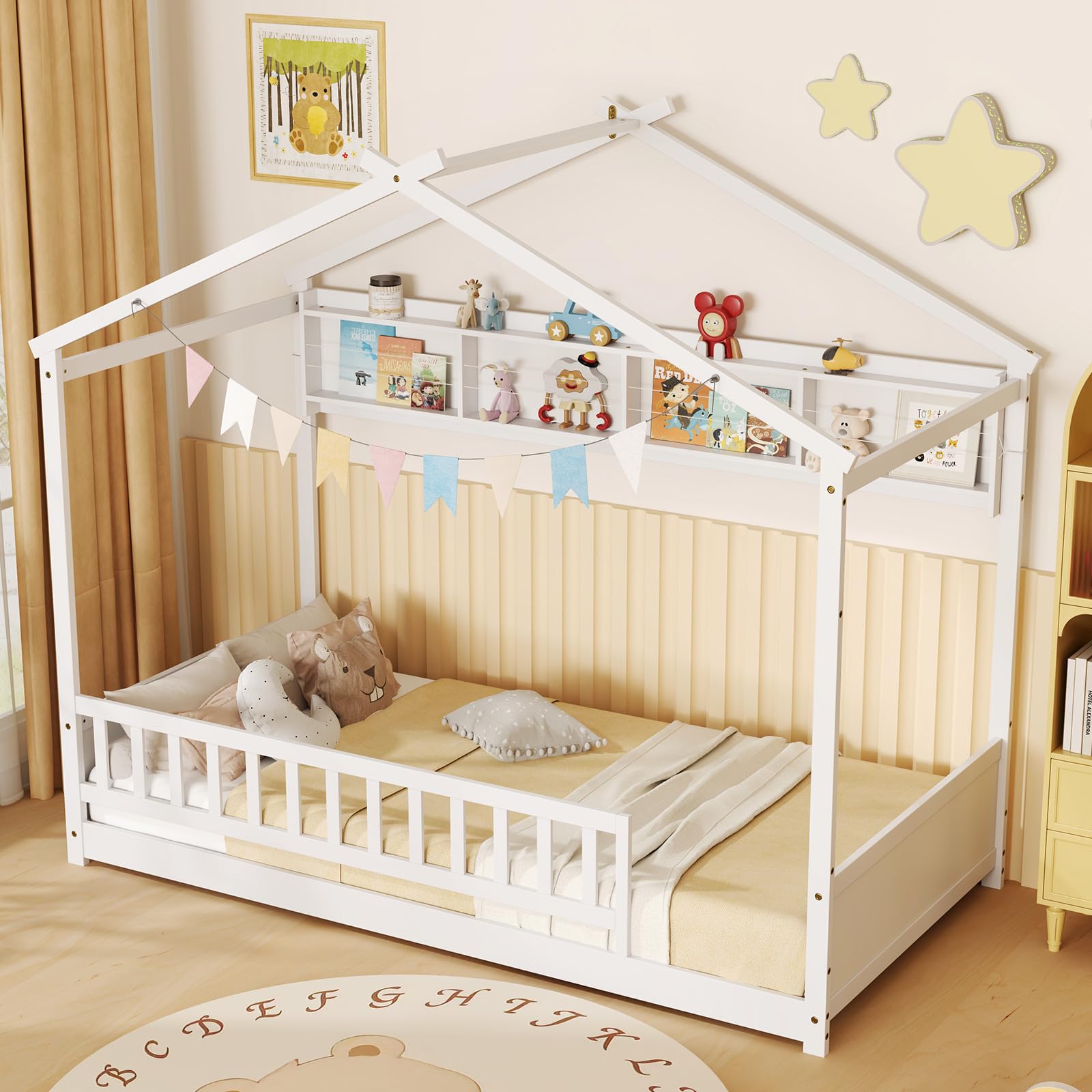 Children's Tent-Style Canopy Bed with Storage