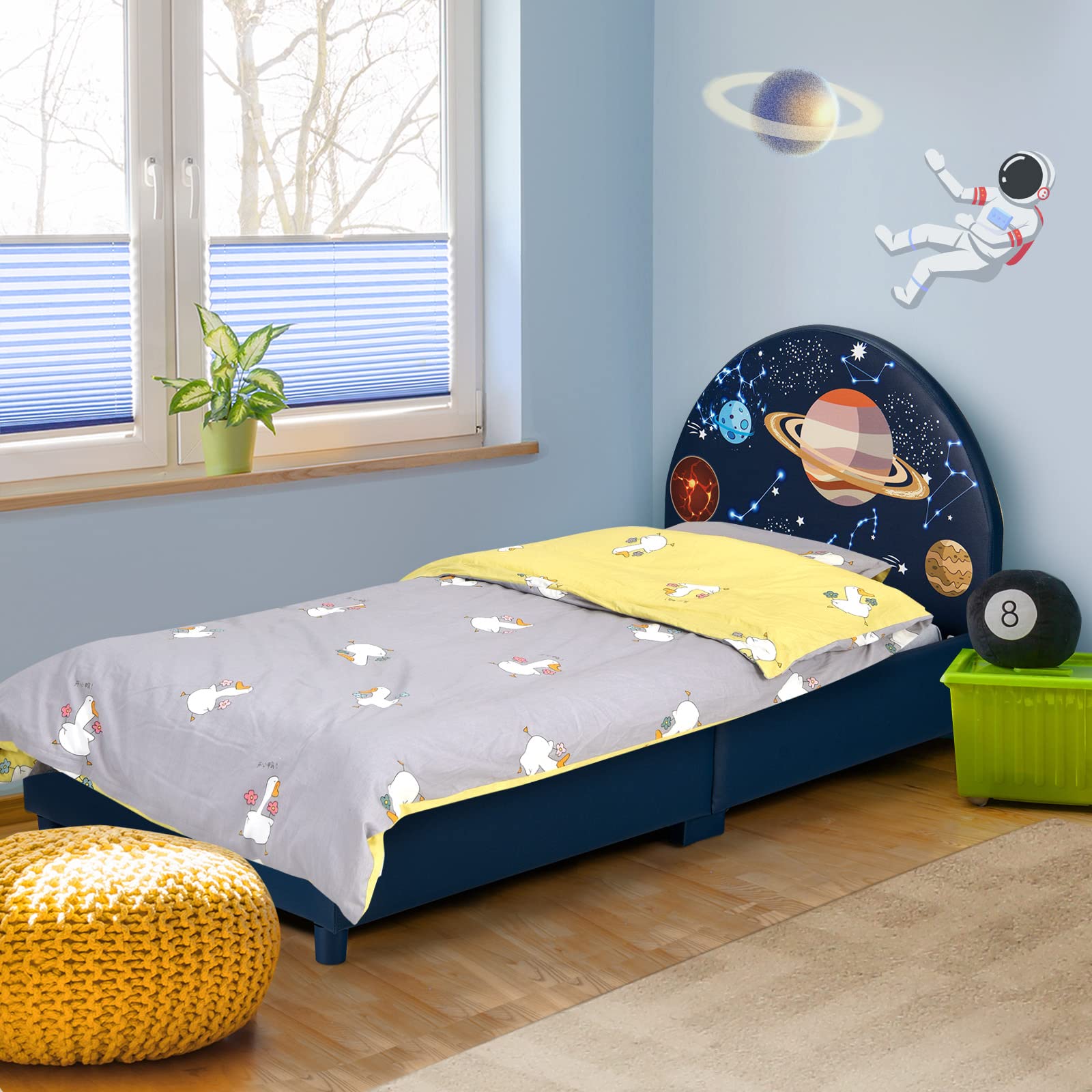 Kids Bed Frame with Space Headboard