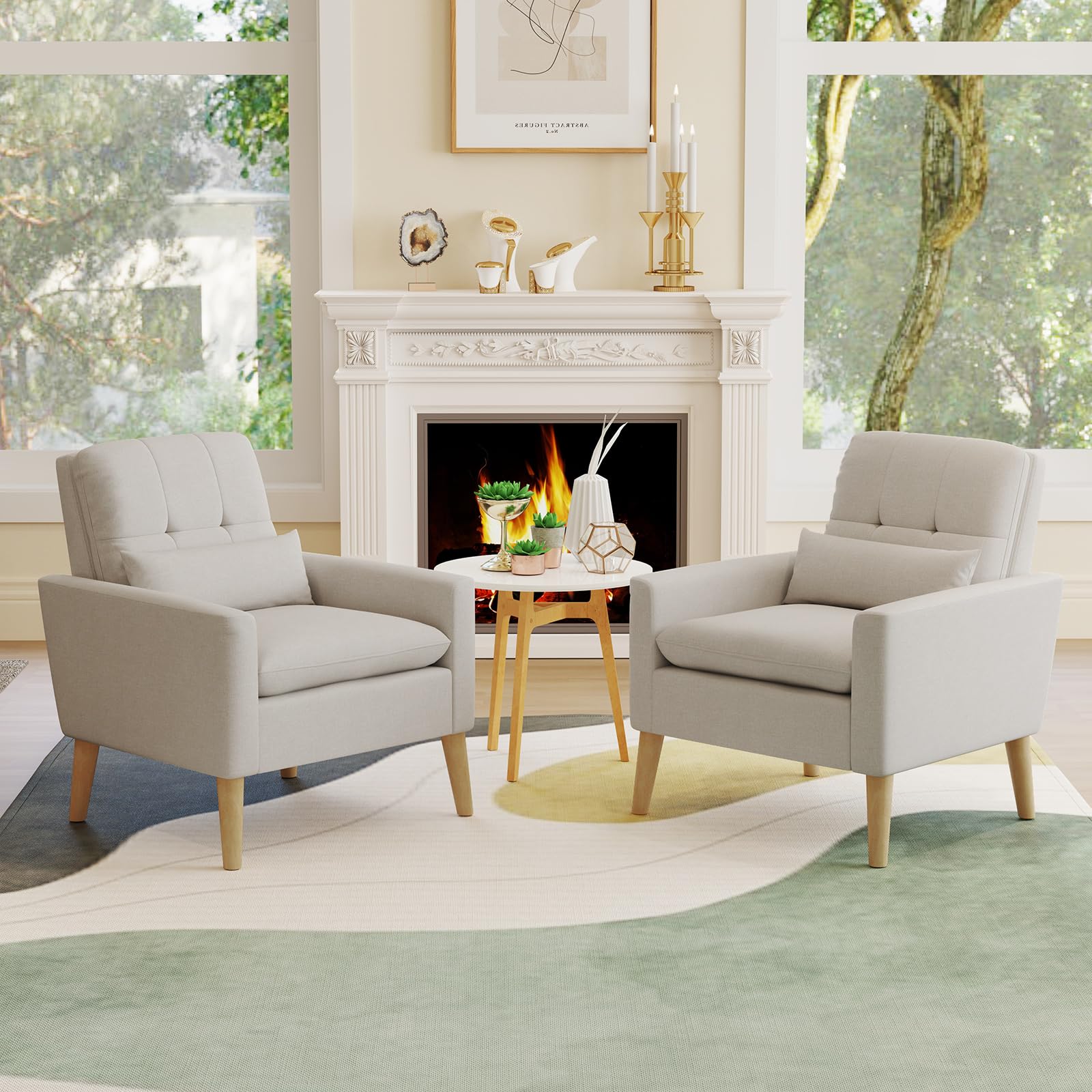 Upholstered Accent Chair with Lumbar Pillow