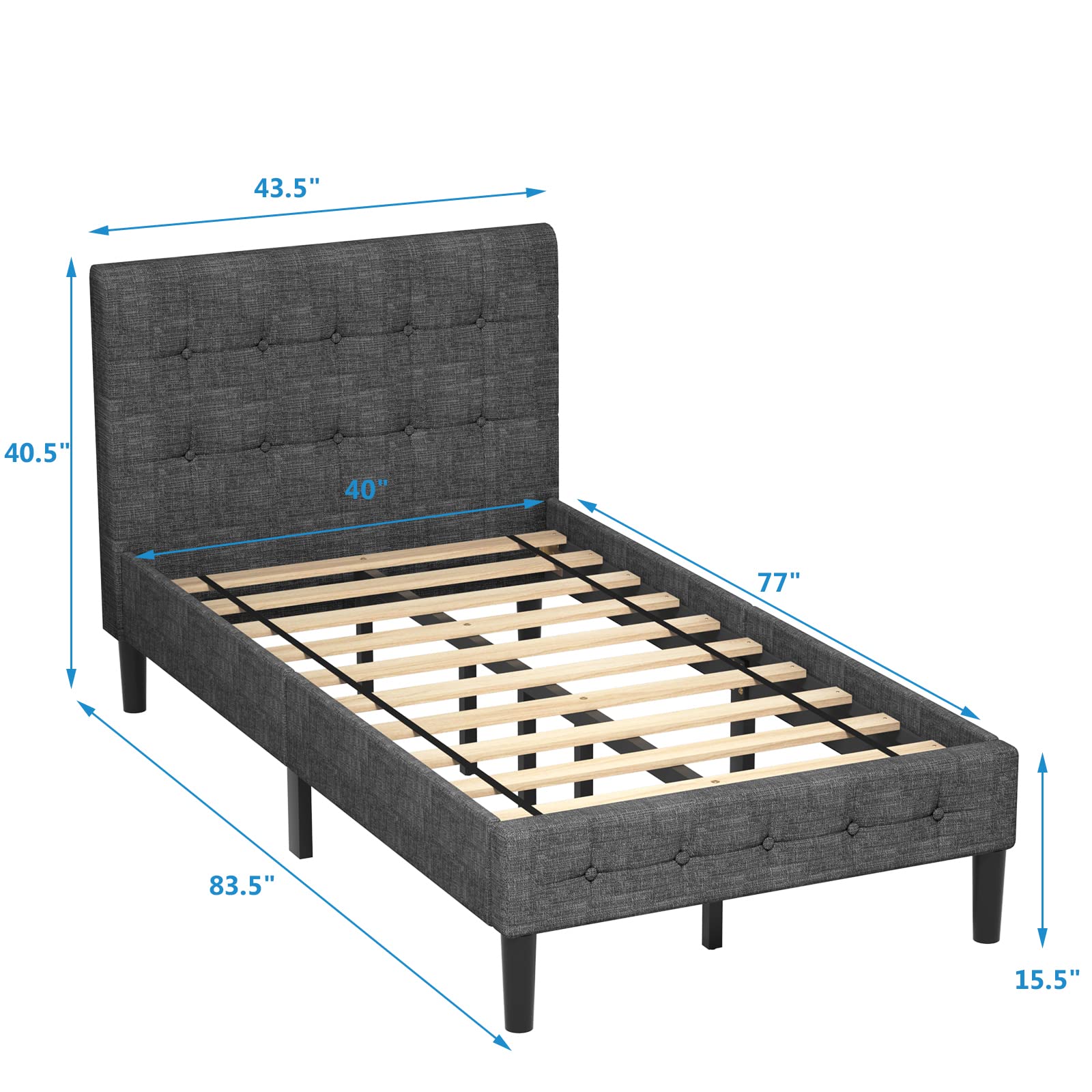 Tufted Upholstered Platform Bed Frame