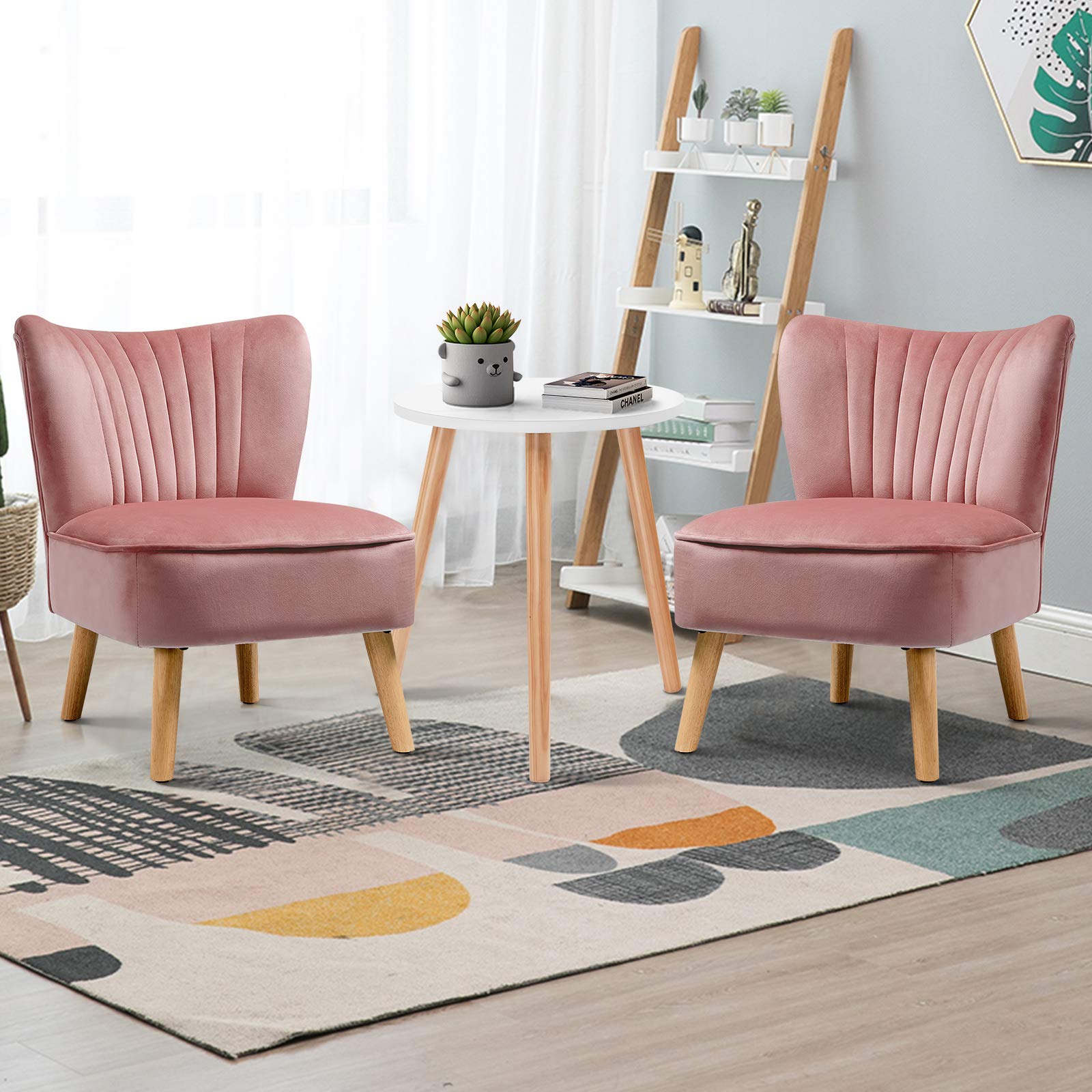 Upholstered Chair and Side Table Set