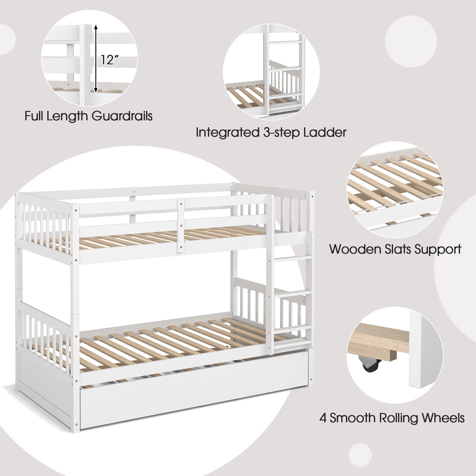 Twin Over Twin Bunk Bed with Trundle