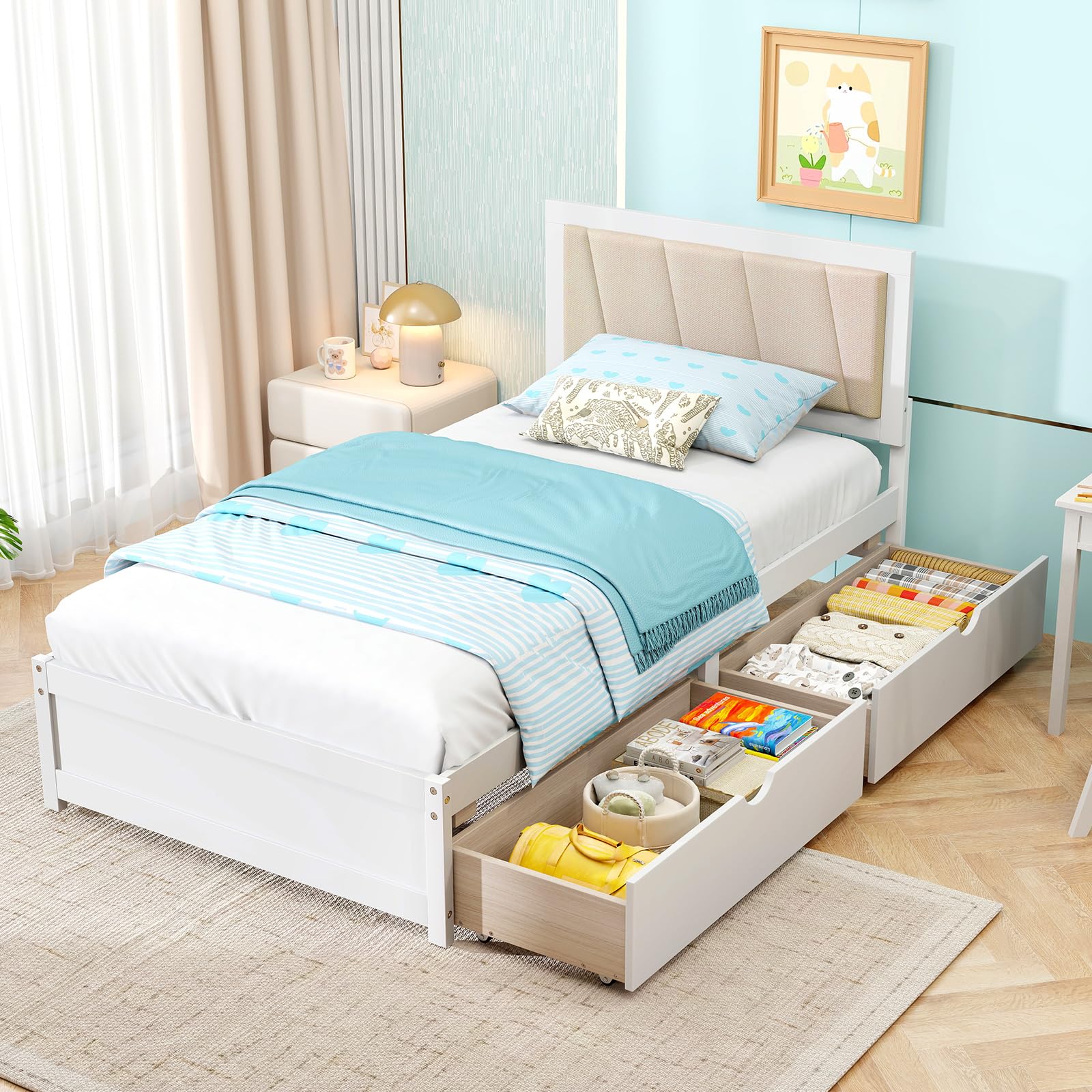 Bed Frame with Storage Drawers