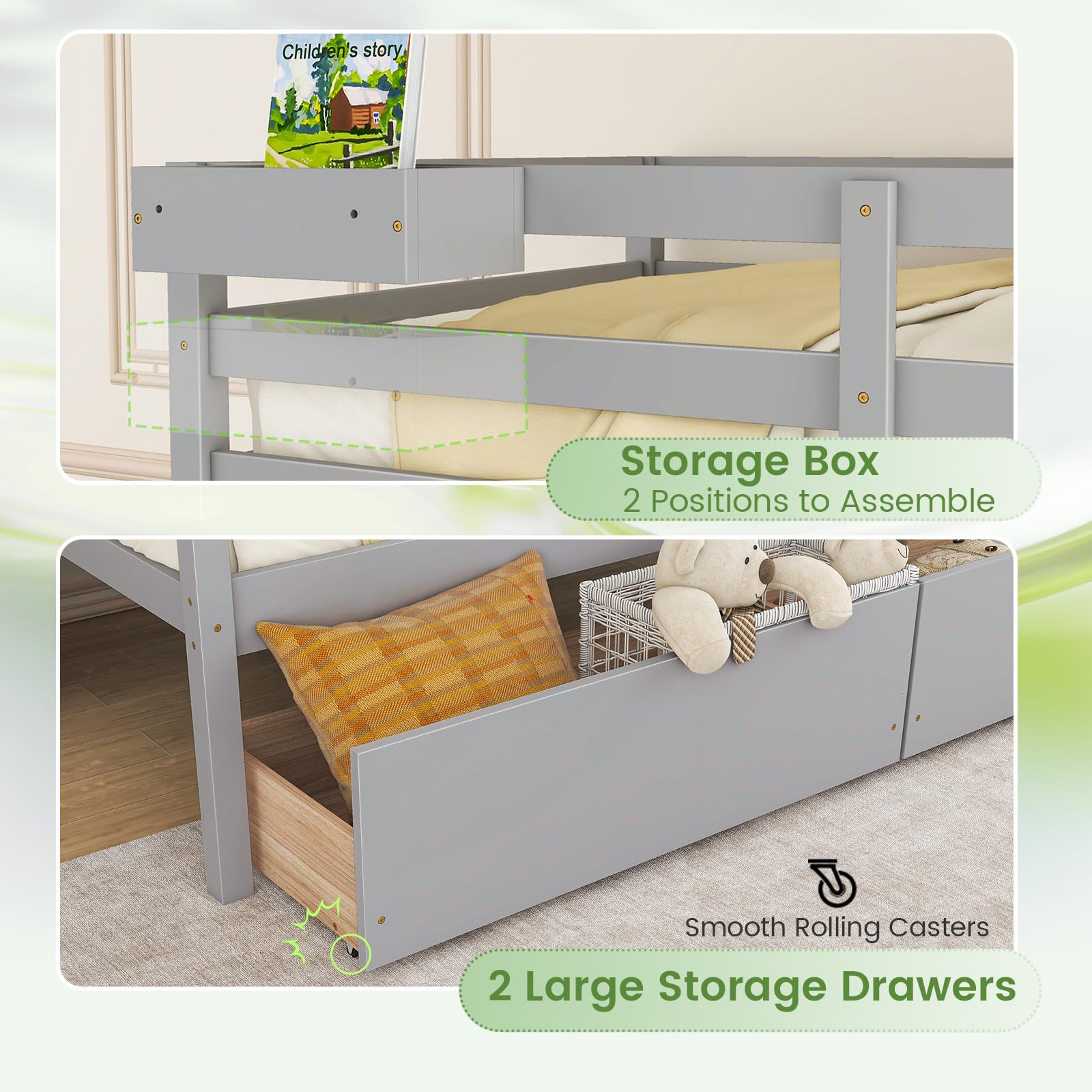 Twin Over Twin Bunk Bed with Storage