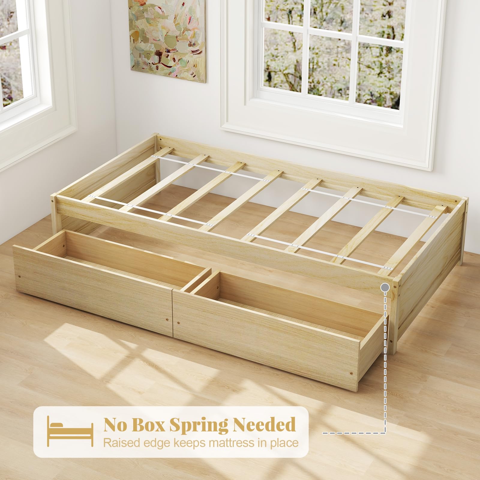 Platform Bed Frame with Storage Drawers