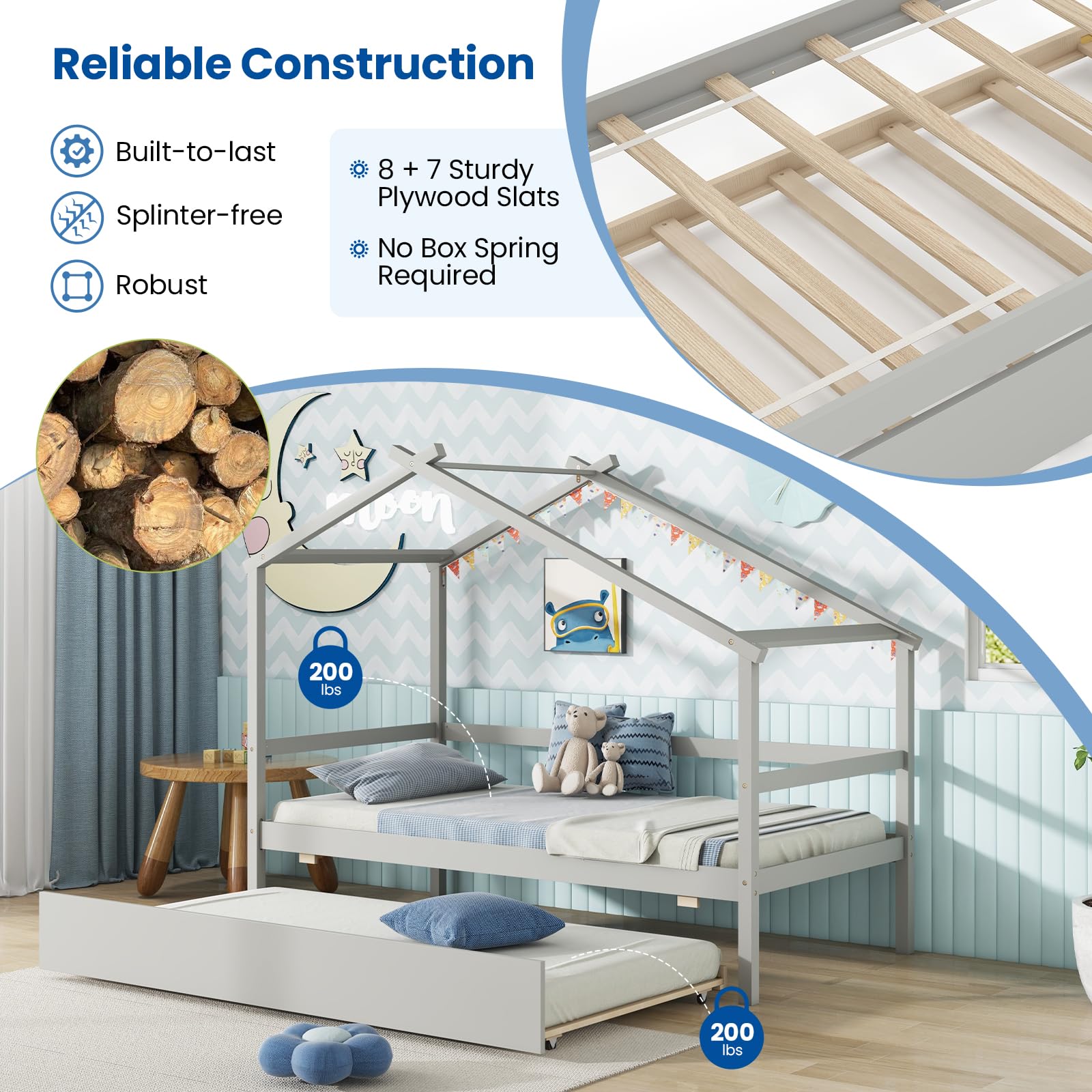 House Bed with Trundle