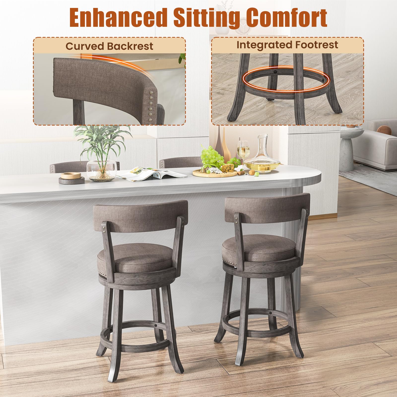 Swivel Bar Stools with Footrest