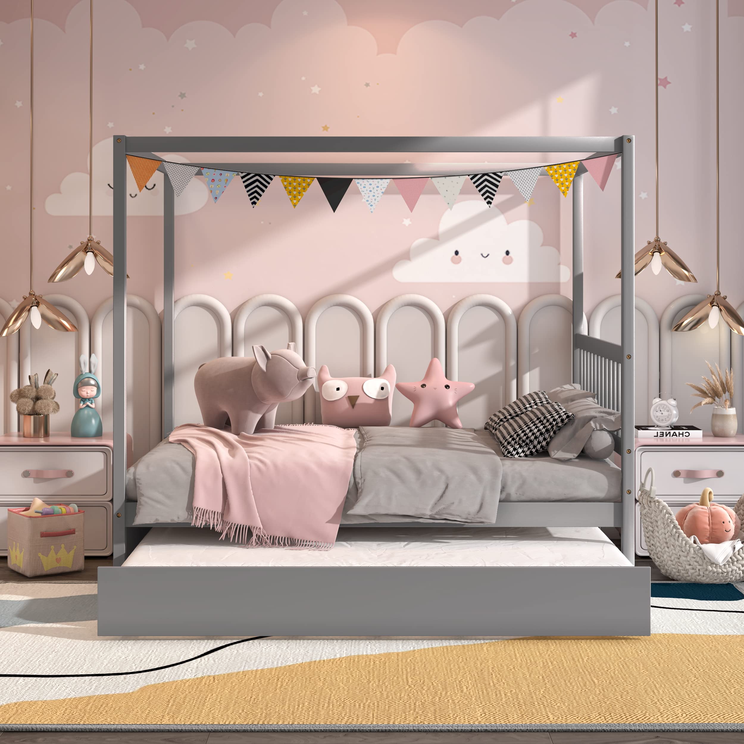 Canopy Bunk Bed with Trundle