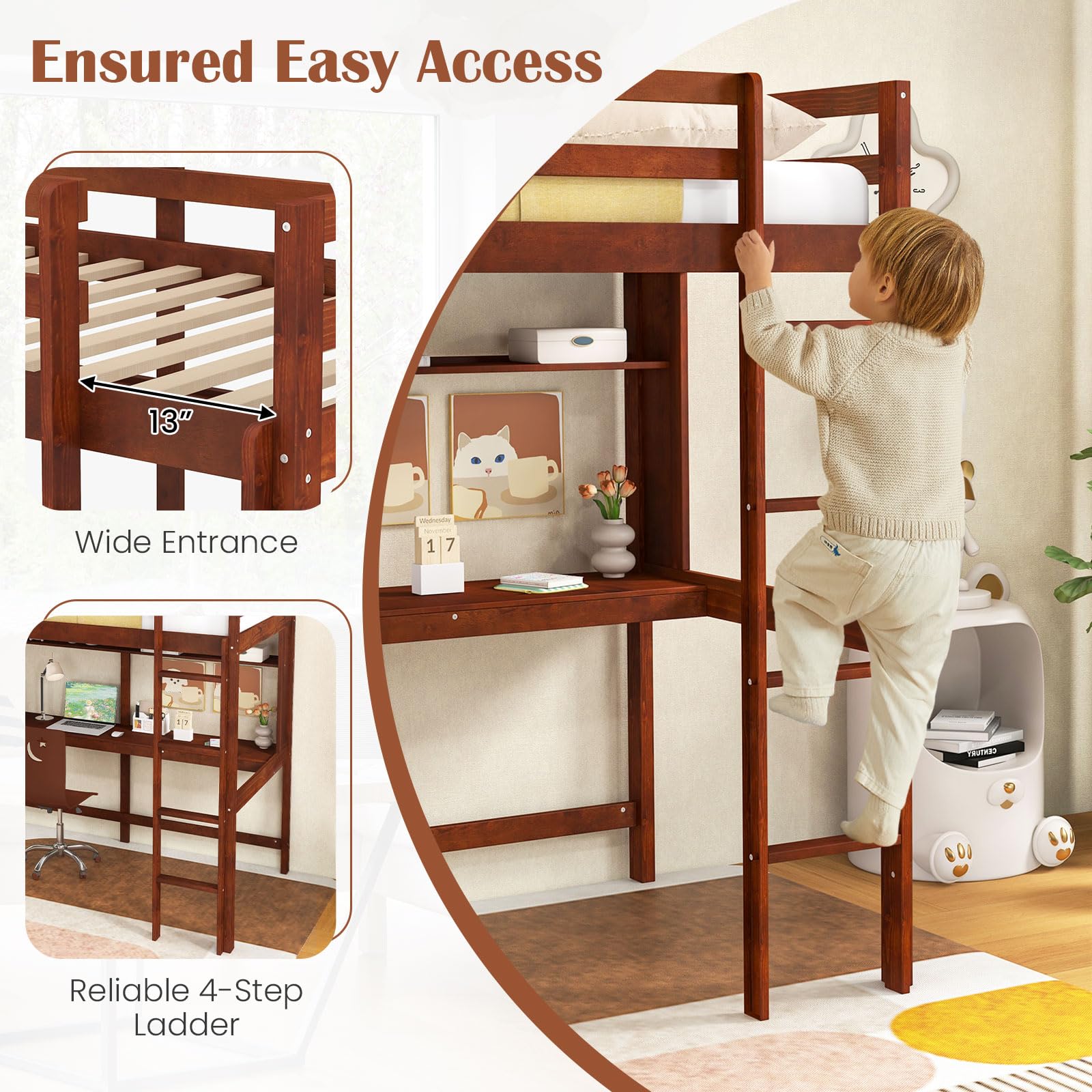 Kids Loft Bed with Desk