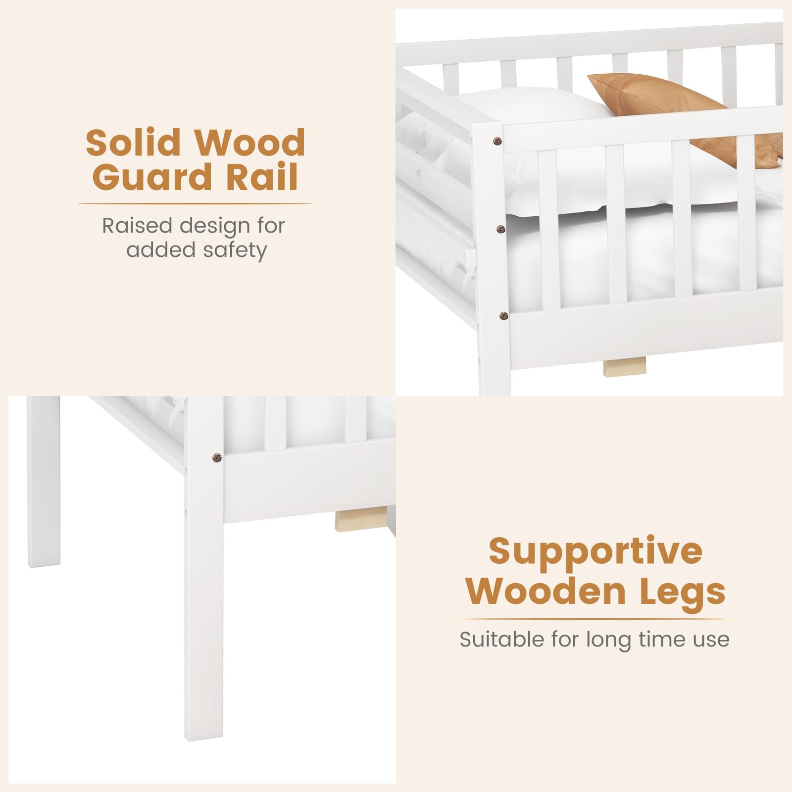 Children's Bed with Guard Rails and Storage Drawers