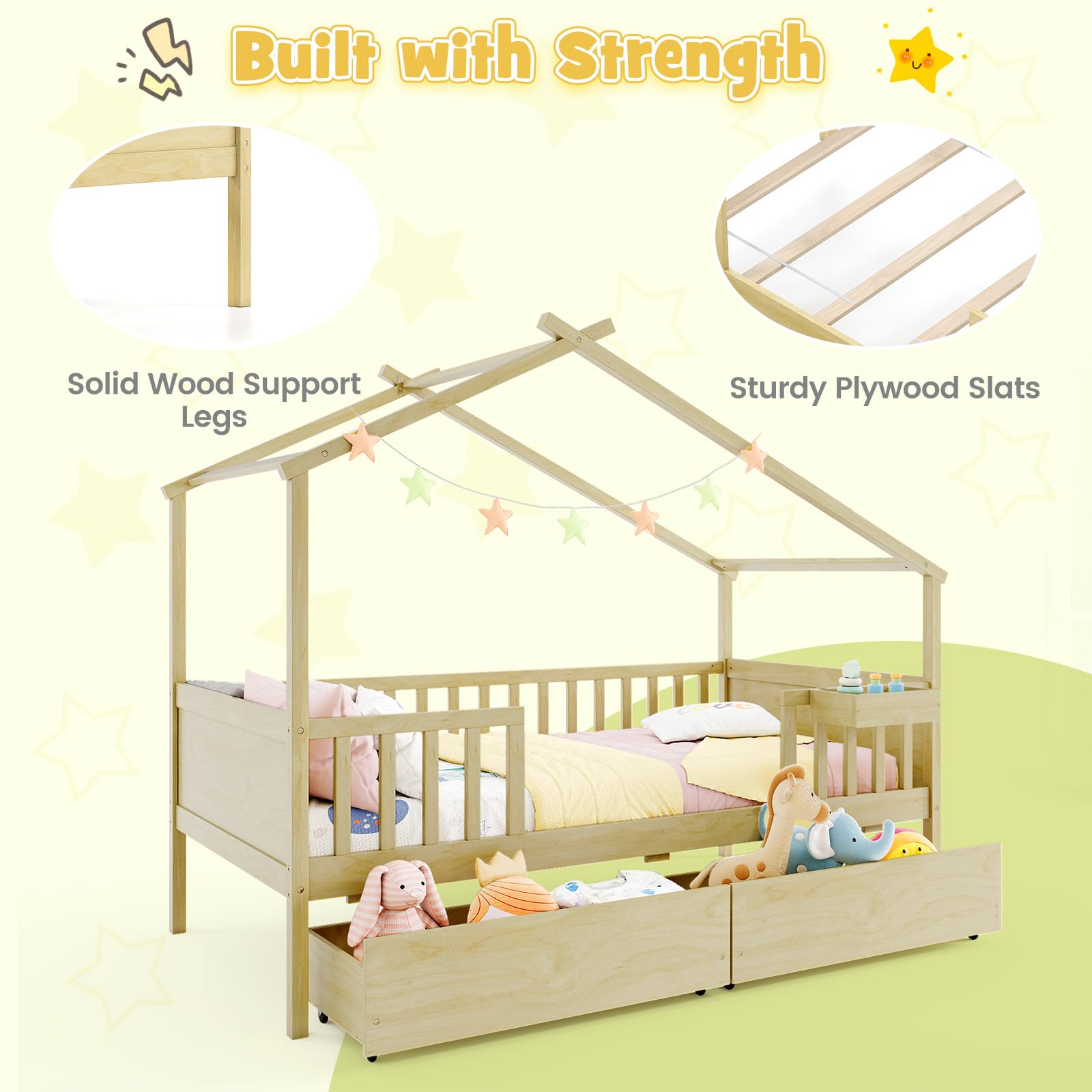 Kids' House-Shaped Canopy Bed