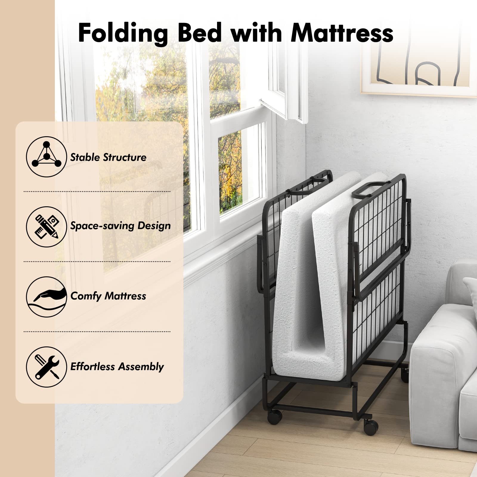 Folding Bed with Mattress