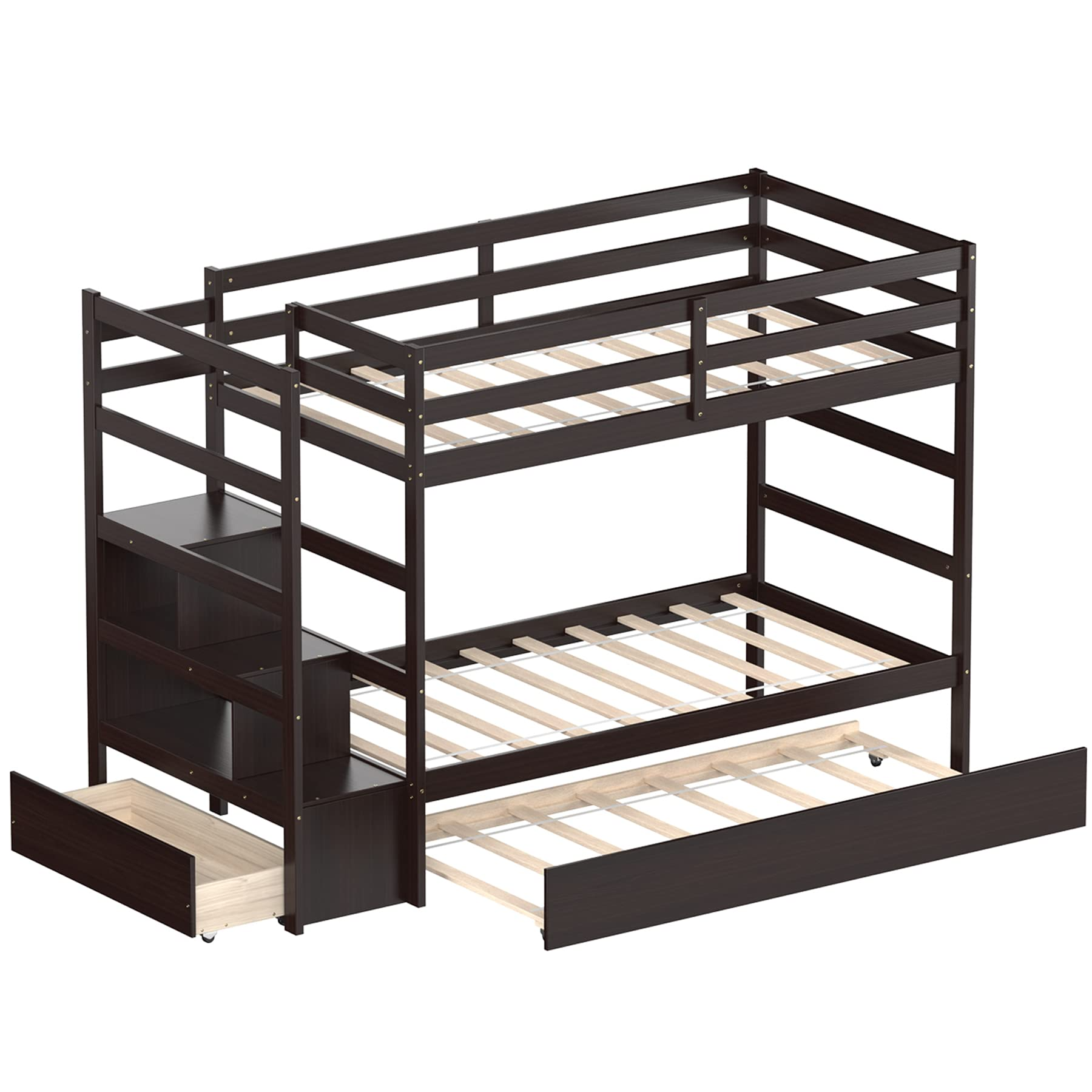 Twin Bunk Bed with Trundle and Storage