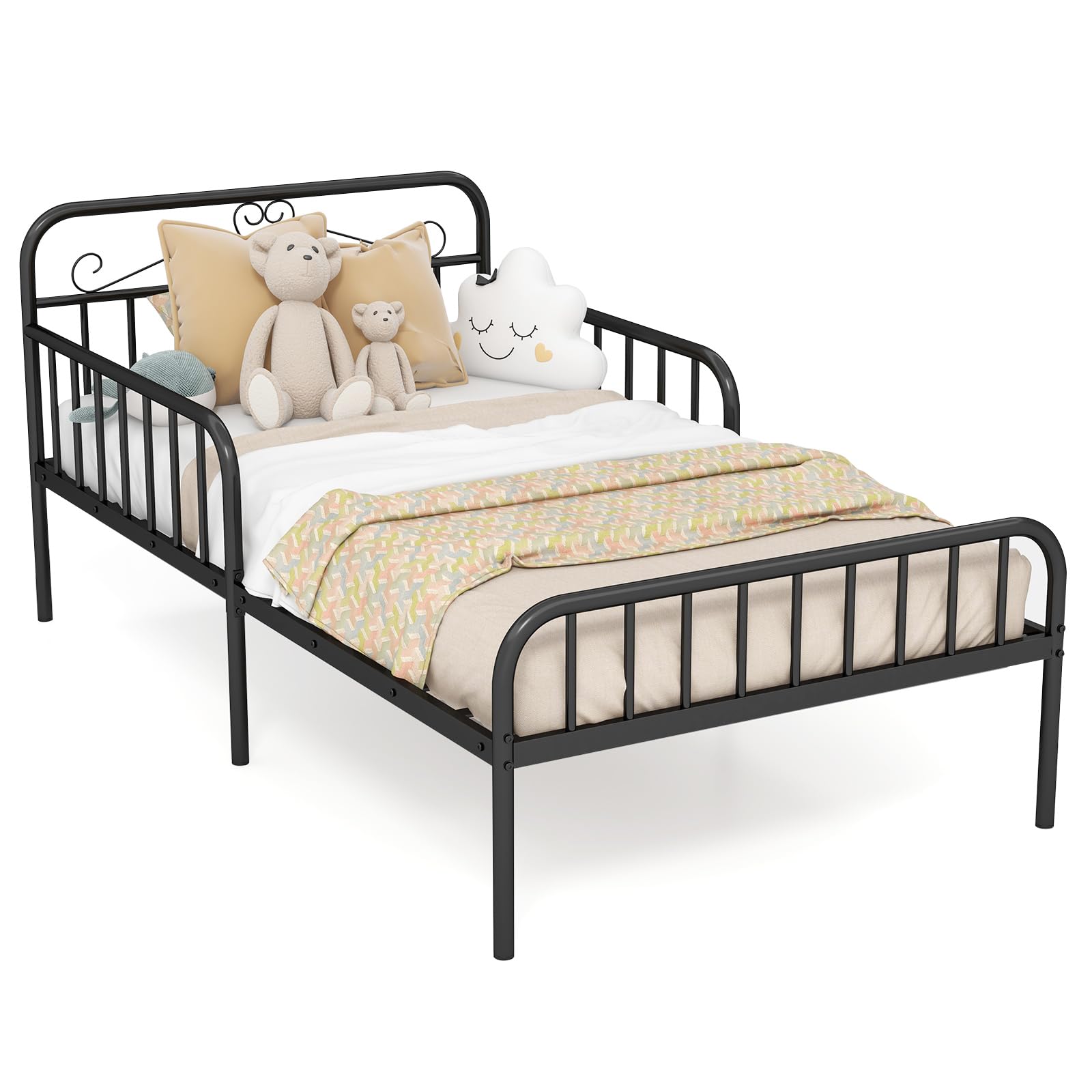 Kids Bed Frame with Guardrails