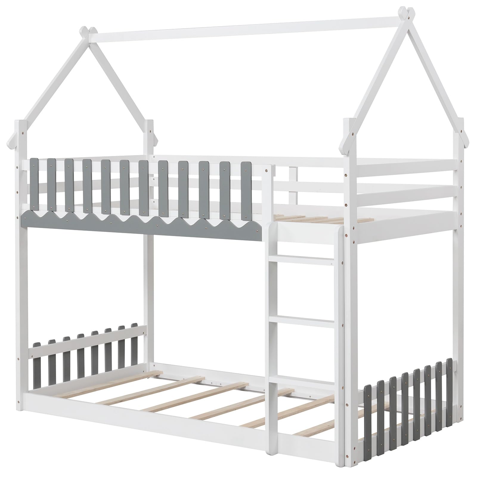 Kids' Bunk Bed with House-Shaped Roof