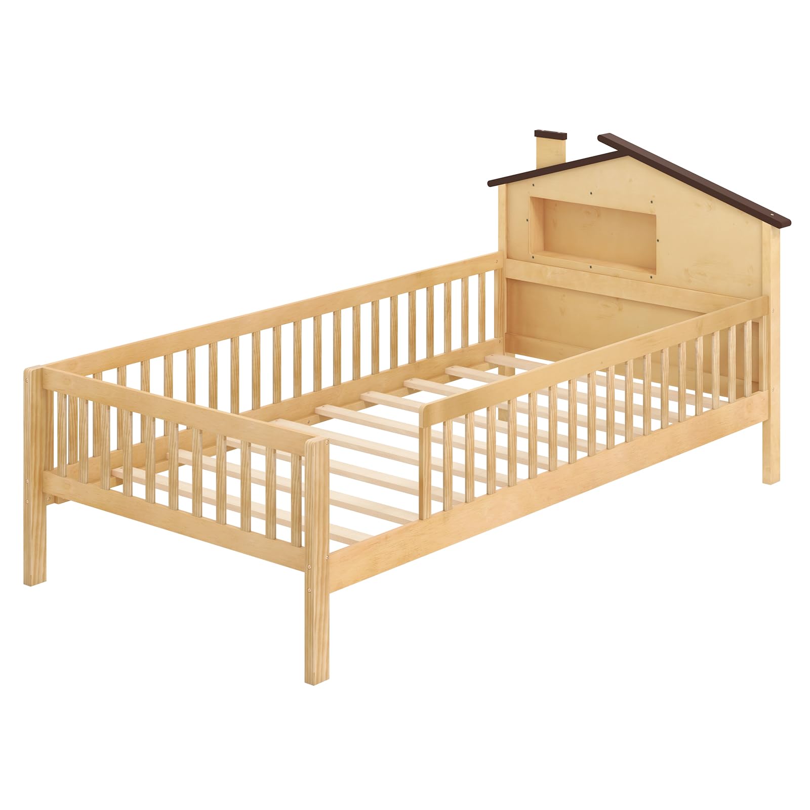 Children's Bed with House-Shaped Headboard