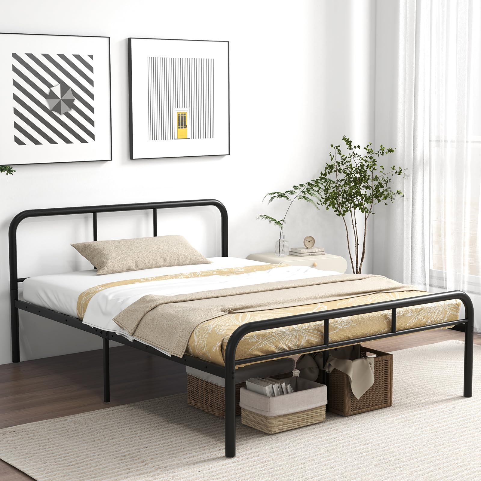 Elegant Bed Frame with Headboard and Footboard