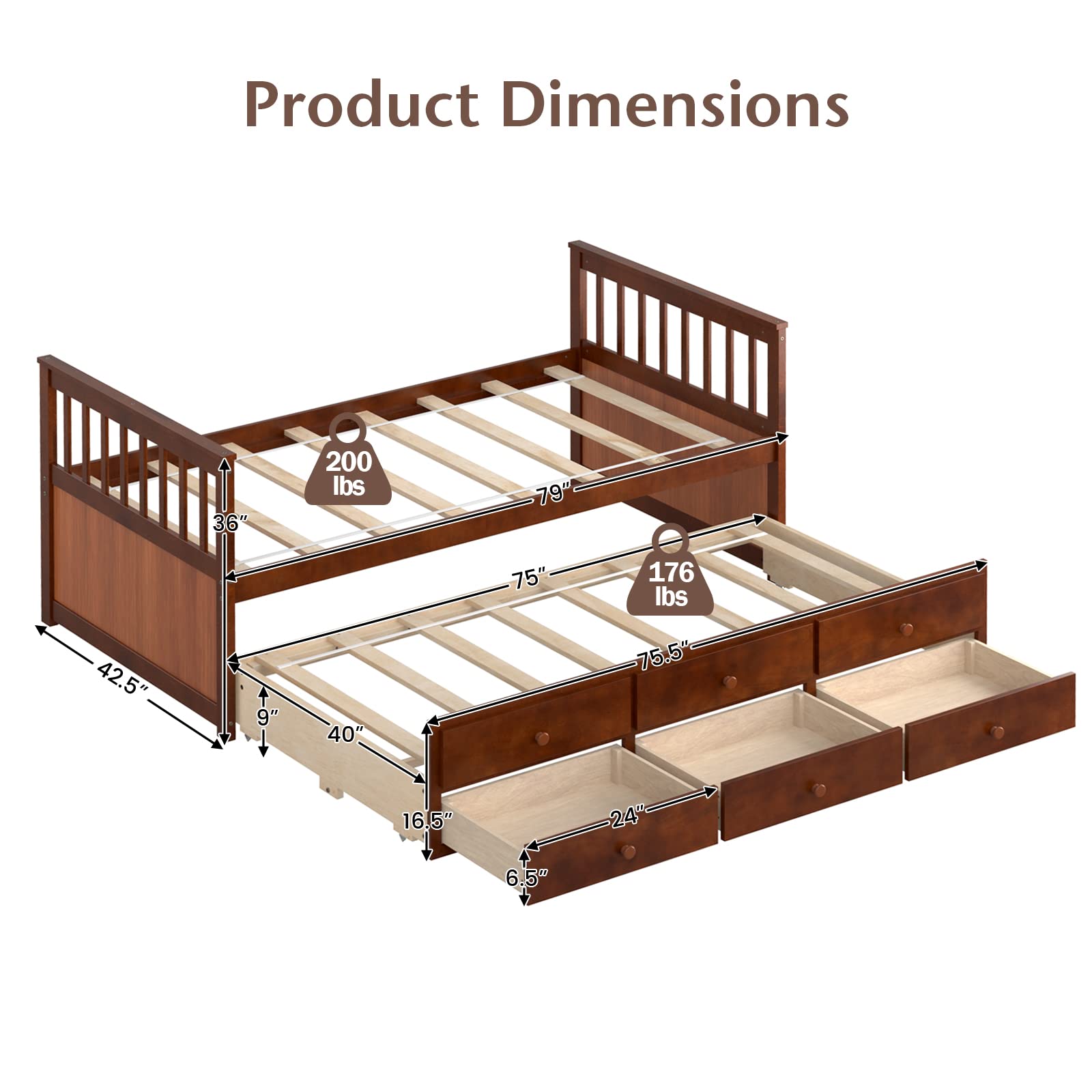 Premium Captain Daybed with Storage and Trundle