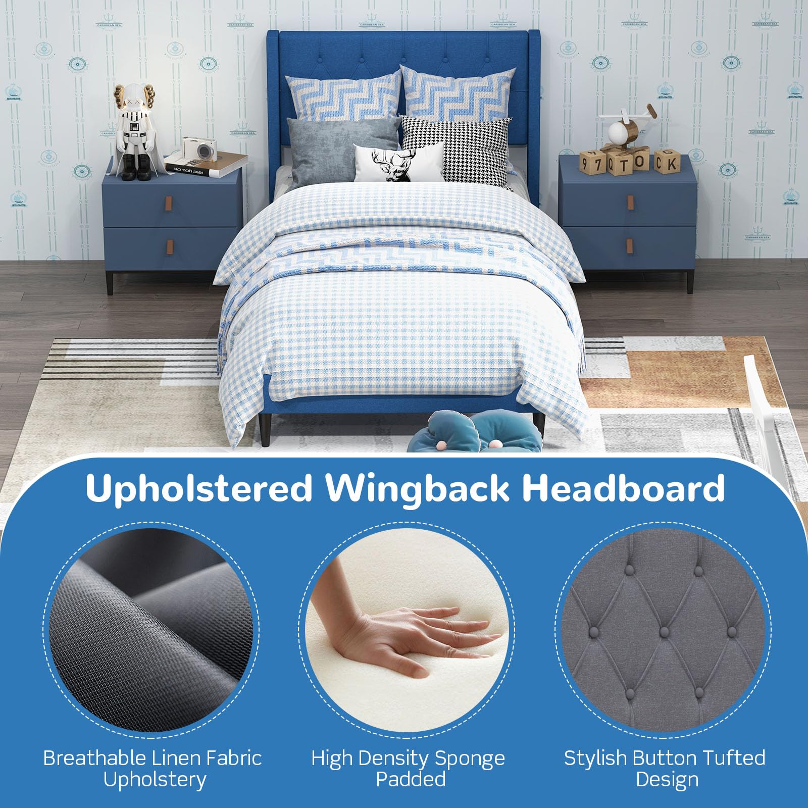 Elegant Upholstered Platform Bed Frame