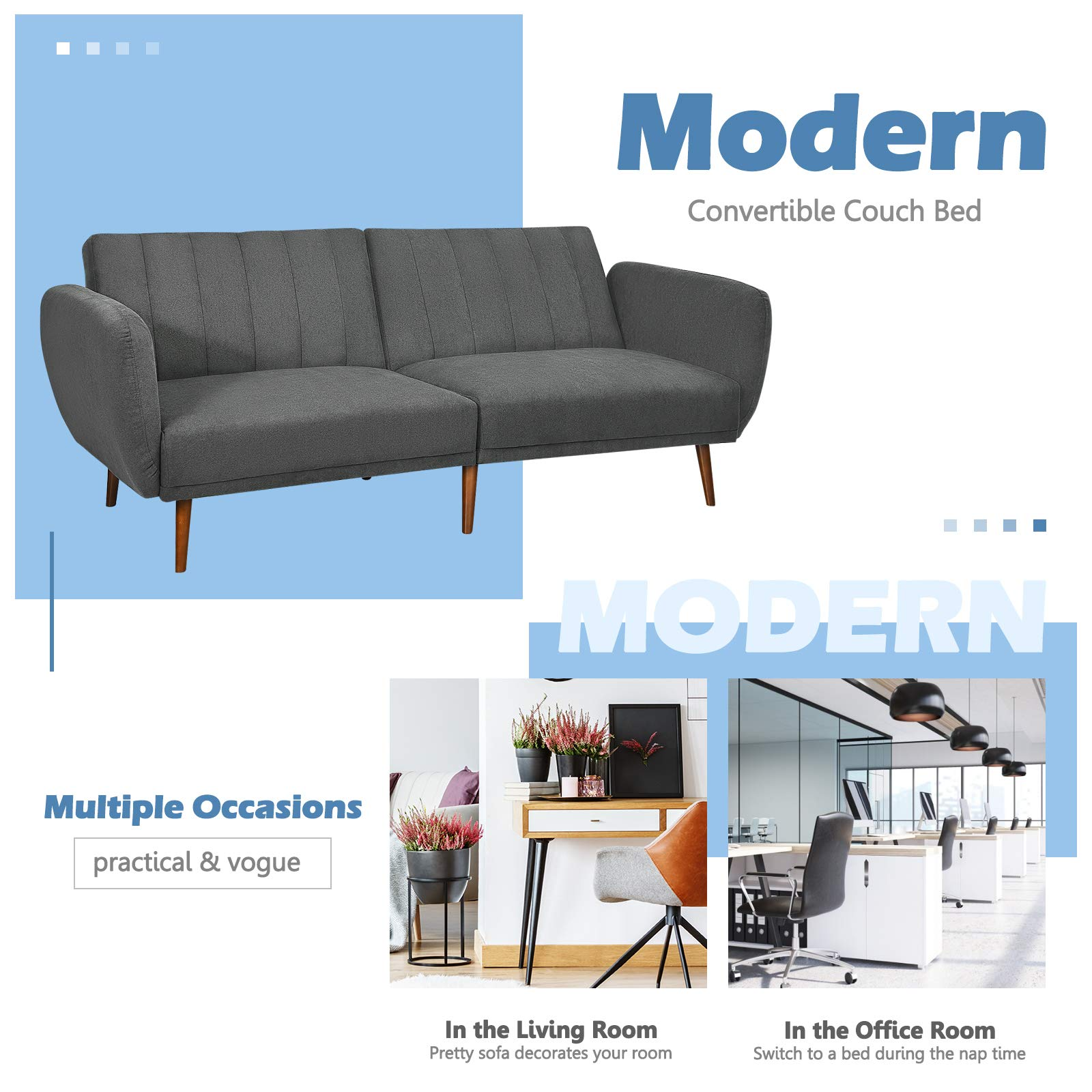 Modern Convertible Futon Sofa Bed