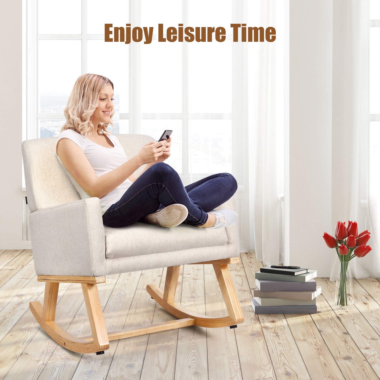Premium Upholstered Rocking Chair